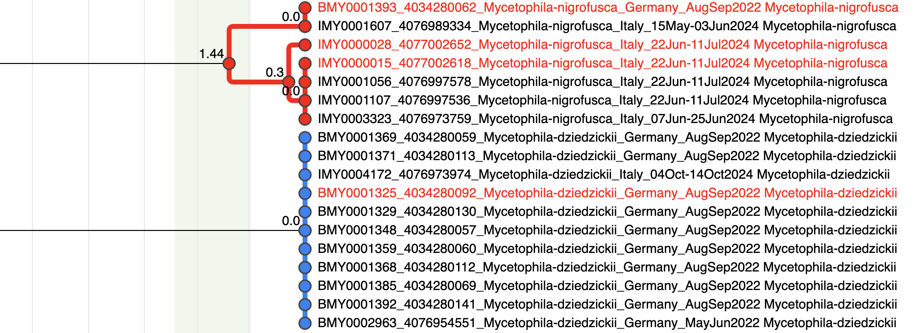 Cluster colour legend